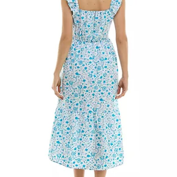 Draper James Blue & White Floral Midi Dress - Size L - Southern Charm, Cottageco - Picture 2 of 3